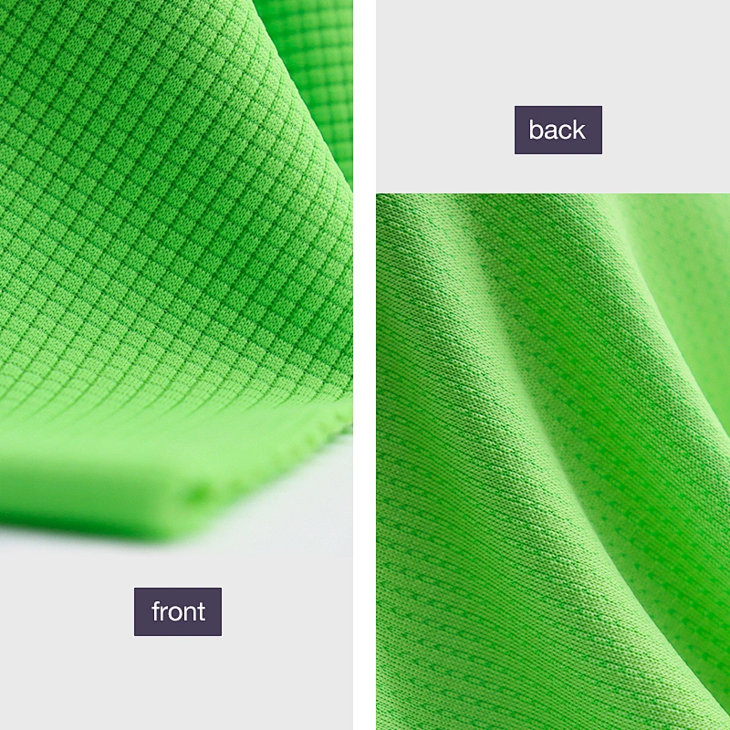 Ice feeling chequered cutout mesh single knitted jersey fabric